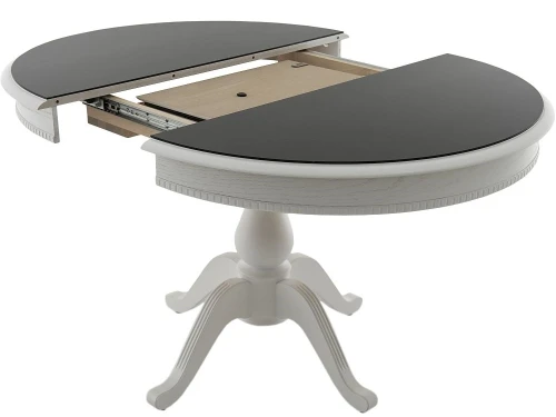 Стол «Фабрицио 1» GLASS (D 1000), белый с черным