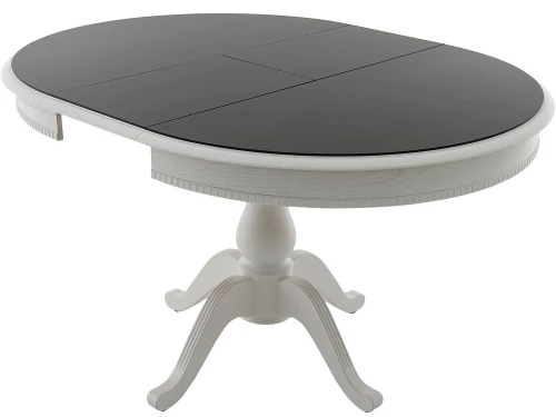 Стол «Фабрицио 1» GLASS (D 1000), белый с черным