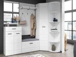 Прихожая «Йорк» угловая, Белый/белый глянец