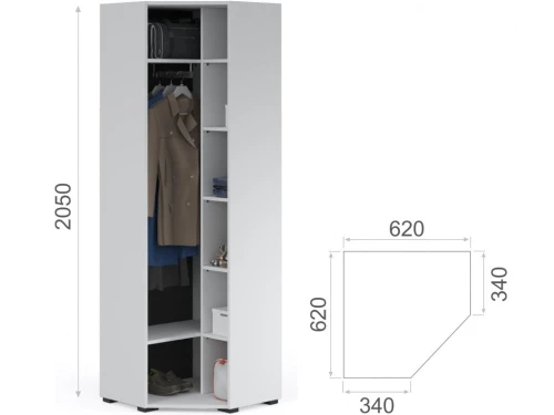 Прихожая «Йорк» угловая, Белый/белый глянец