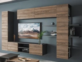 Стенка «Альда», черный/ Дуб велингтон