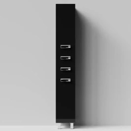 Пенал Орландо 30 напольный, черный глянец, левый, бельевая корзина