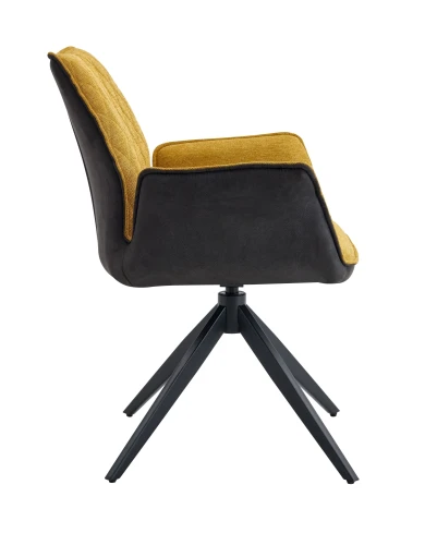 DC875 Стул мягкий поворот. с подлокот., ГОРЧИЧНЫЙ/КОРЧ/#BREGO77/YUMA38, каркас металл черный КВАДРАТ