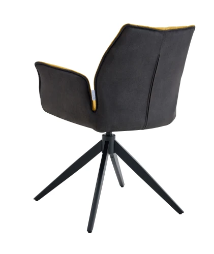 DC875 Стул мягкий поворот. с подлокот., ГОРЧИЧНЫЙ/КОРЧ/#BREGO77/YUMA38, каркас металл черный КВАДРАТ