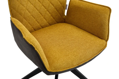 DC875 Стул мягкий поворот. с подлокот., ГОРЧИЧНЫЙ/КОРЧ/#BREGO77/YUMA38, каркас металл черный КВАДРАТ