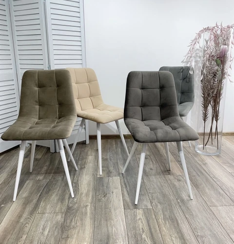 Стул CHILLI-Q латте #25, велюр / белый каркас, 4 шт/ 1 к, М-City