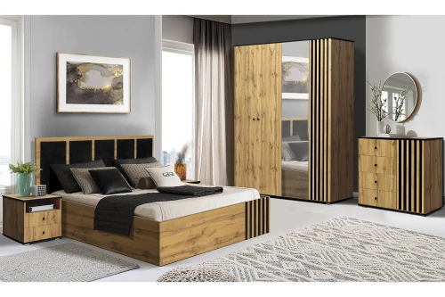 Шкаф для одежды Либерти 51.15, Дуб Вотан, Черный