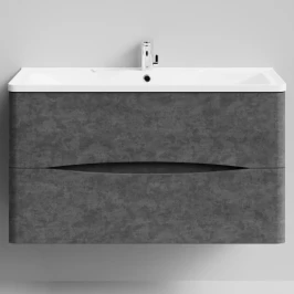 Тумба Адель 100  подвесной, Серый камень ПВХ 57806 Vodok с раковиной в комплекте
