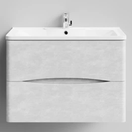 Тумба Адель 80 подвесной, Белый камень ПВХ 57805 Vodok с раковиной в комплекте