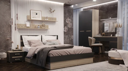 Кровать Ким с подъемным механизмом 1,6м, Графит софт, Сонома