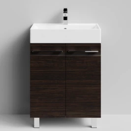 Тумба Мальта 60 напольный, двери, Палисандр ПВХ 43101 Vodok с раковиной в комплекте