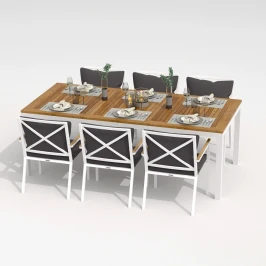 Обеденная группа  TELLA FESTA plus каркас белый / стол тик 220 / ткань антрацит