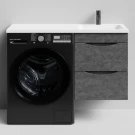 Тумба Смайл 110 подвесной, под стиральную машину, правая, Серый камень ПВХ 57806 Vodok с раковиной в комплекте Тумба Смайл 110 подвесной, под стиральную машину, правая, Серый камень ПВХ 57806 Vodok с раковиной в комплекте