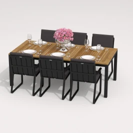 Обеденная группа TELLA  ALBA  каркас карбон / стол тик 220 / ткань антрацит