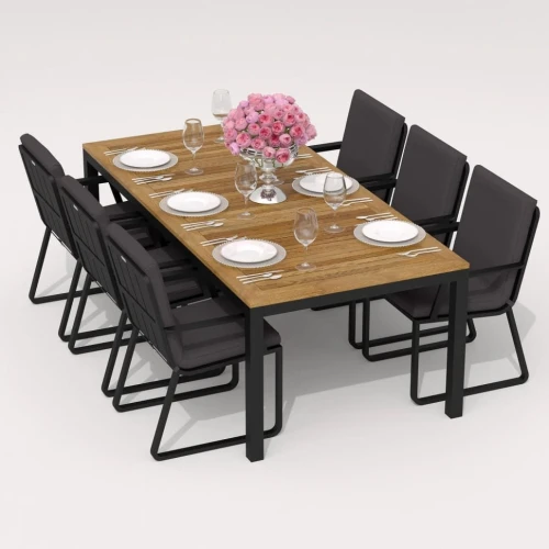 Обеденная группа TELLA  ALBA  каркас карбон / стол тик 220 / ткань антрацит