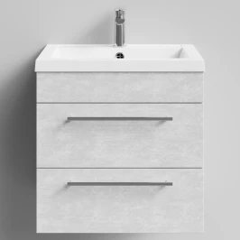 Тумба Элис 58 подвесной, 2 ящика, Белый камень ПВХ 57805 Vodok с раковиной в комплекте