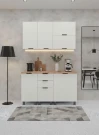 Готовый кухонный гарнитур МК Аленушка 1,4м с ящ. Лотос Молочный,скоба антрацит,черный