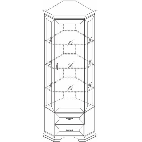 Шкаф-витрина угловой Сиена, бежевая