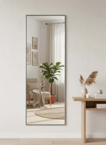 Зеркало настенное в раме Сельетта-5, матовое серебро 150 см х 50 см