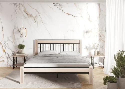 Кровать АГАТА 160, черный/натуральный