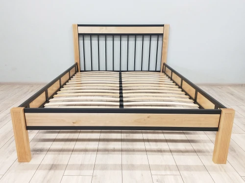 Кровать АГАТА 160, черный/натуральный