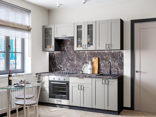 Прямая модульная кухня Лофт-01 Grey Silk Graphite 2140*2200*600