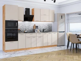 Прямая модульная кухня Квадро-01 Кашемир Дуб вотан 2140*3000*600