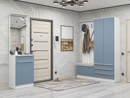 Готовая прихожая Стиль-04 Silky Blue/Белый