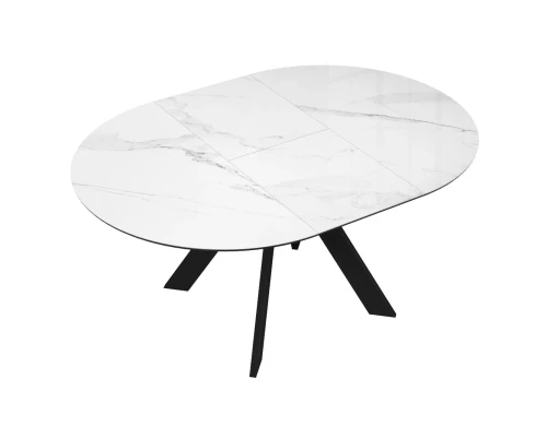 Стол DikLine SFC110 d1100 стекло Оптивайт Белый мрамор/подстолье черное/опоры черные