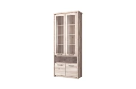 Шкаф с витриной 2V2D1S, JAZZ, цвет Каштан найроби/Оникс