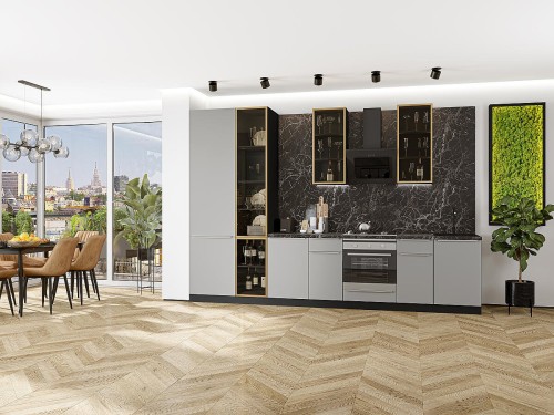 Кухонный гарнитур Фьюжн-08 Silky Light Grey Graphite