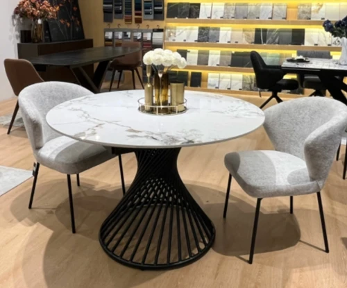 Стол BUENO 120 GLOSS GOLDEN JADE SOLID CERAMIC / BLACK, ®DISAUR