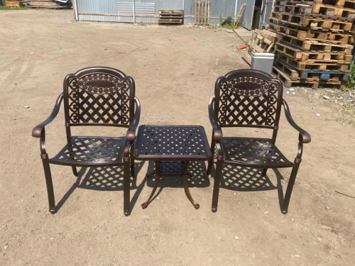 Кофейный набор мебели из литого алюминия столик Вилла + 2 кресла Вулкан