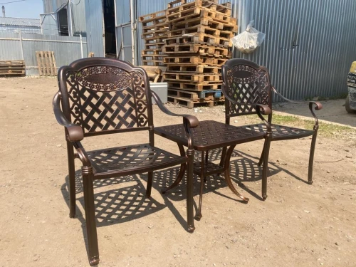 Кофейный набор мебели из литого алюминия столик Вилла + 2 кресла Вулкан