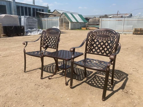 Кофейный набор мебели из литого алюминия столик Вилла + 2 кресла Вулкан