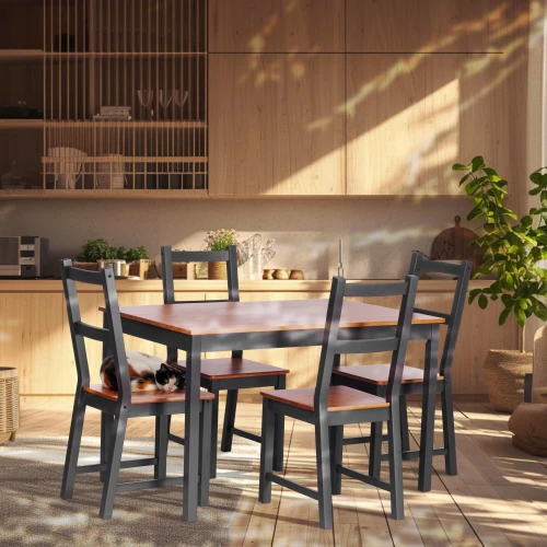 Обеденный комплект Соната (стол + 4 стула) / Sonata dining set массив сосны, стол: 120х75х73см  стул :41х50х95см, антик /графит