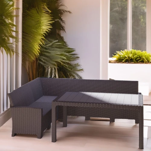 Комплект мебели под ротанг Калифорния “California“ с угловым диваном 240х240 см арт.80497-5П без подушек и столом 165х95 см арт. 80145