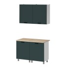 Готовая кухня МК Аленушка 1,2м Лаванда Изумруд,скоба черный,сонома