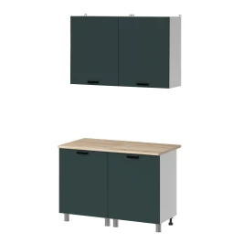 Готовая кухня МК Аленушка 1,2м Лаванда Изумруд,скоба черный,сонома