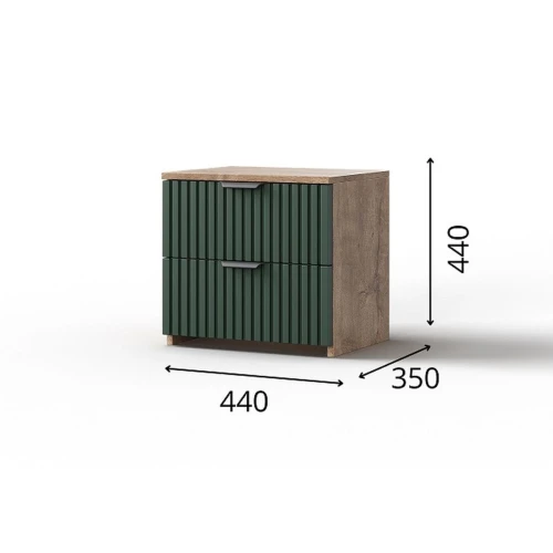 Тумба «Герта» 2я КМК 0979.20, дуб канзас/зеленый матовый