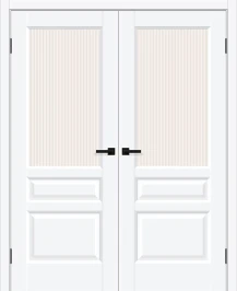 Двойная межкомнатная дверь BRAVO Неоклассик-35 White Silk Magic Moru