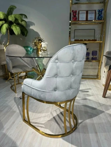 Стул обеденный Фрида DС-1112, серый, матовое золото