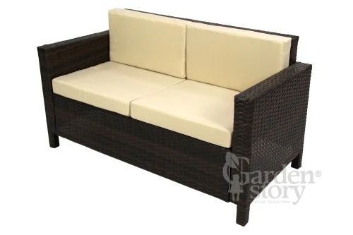 Набор мебели Никон  арт.SFS001-2 коричневый, бежевый 1 уп. (2 кресла+диван+стол, ротанг темно-коричневый, подушки бежевые)  "Garden story"