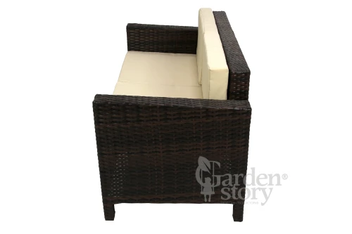 Набор мебели Никон  арт.SFS001-2 коричневый, бежевый 1 уп. (2 кресла+диван+стол, ротанг темно-коричневый, подушки бежевые)  "Garden story"