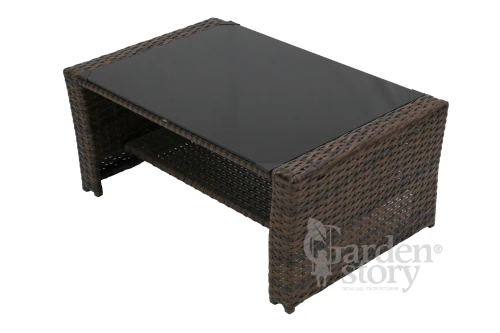 Набор мебели Никон  арт.SFS001-2 коричневый, бежевый 1 уп. (2 кресла+диван+стол, ротанг темно-коричневый, подушки бежевые)  "Garden story"