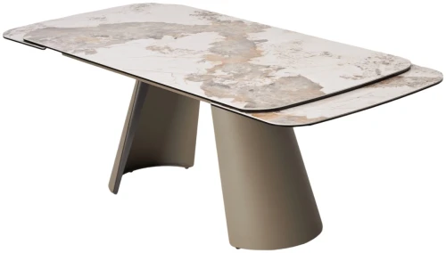 Стол STEFAN 180 GLOSS LUXURY PANDORA керамика, стекло/ каркас латте, ®DISAUR