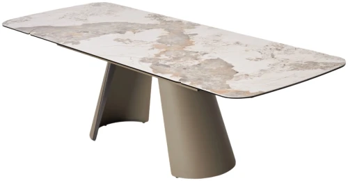 Стол STEFAN 180 GLOSS LUXURY PANDORA керамика, стекло/ каркас латте, ®DISAUR