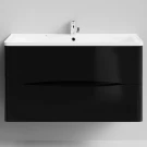 Тумба Адель 100 подвесной, черный глянец Vodok с раковиной в комплекте Тумба Адель 100 подвесной, черный глянец Vodok с раковиной в комплекте