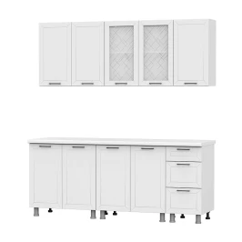 Готовая кухня Вектор (без столешницы), Белый, Бланж, Бланж