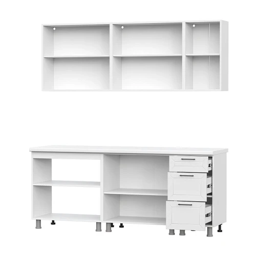 Готовая кухня Вектор (без столешницы), Белый, Бланж, Бланж